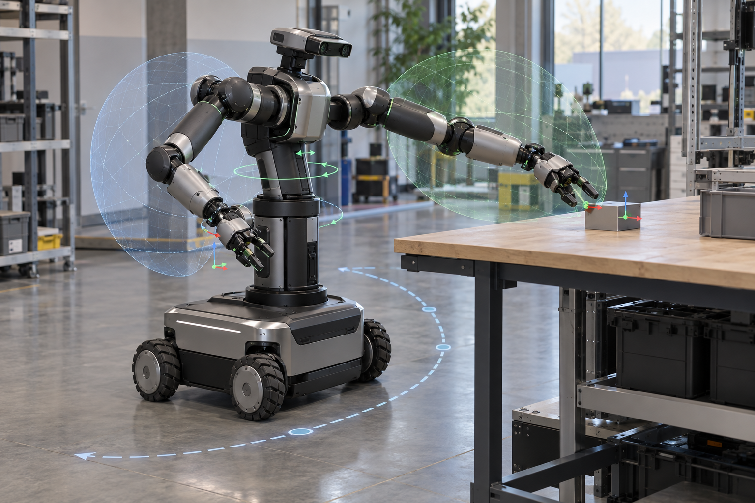 Mobile manipulator coordinating its base, torso and dual arms